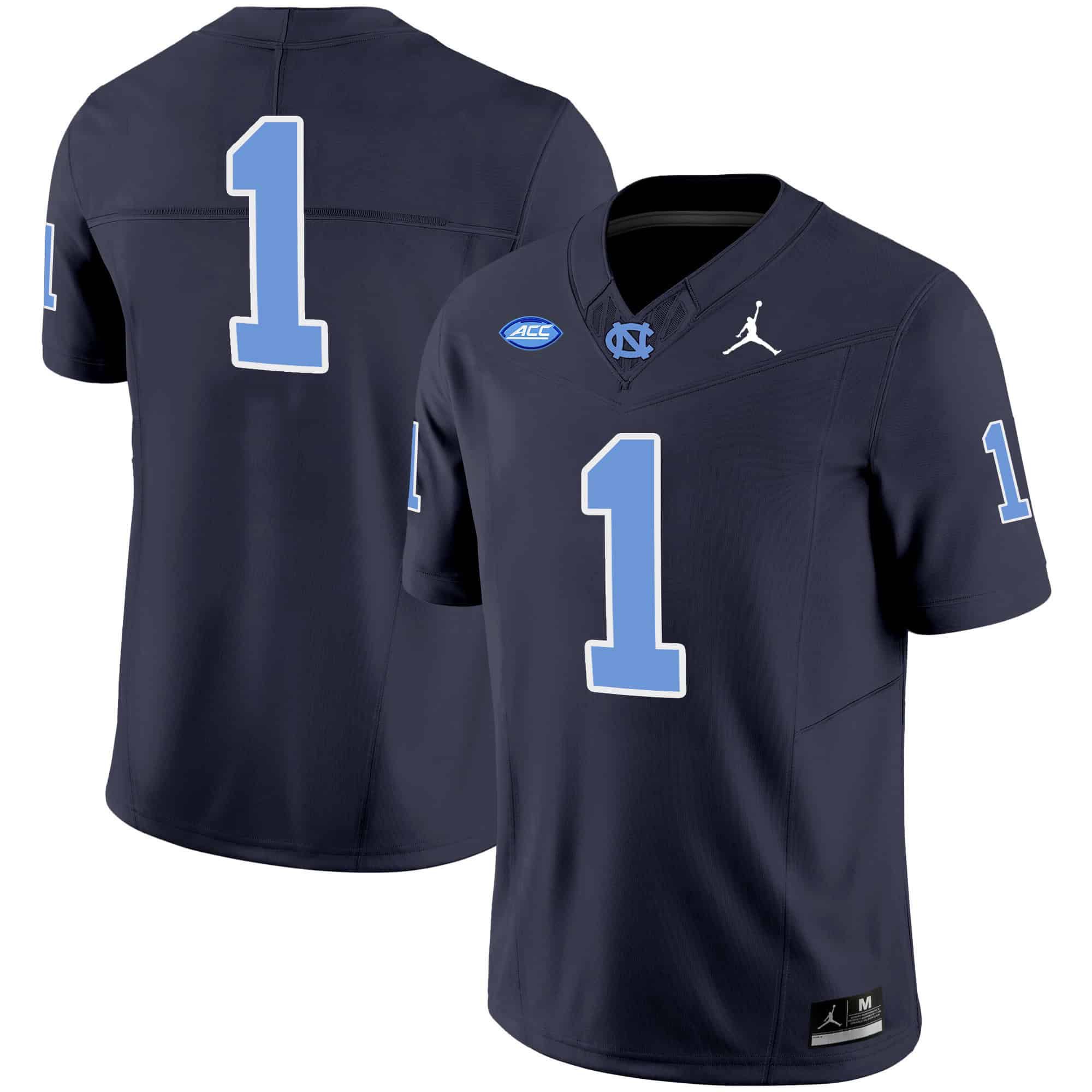 Men North Carolina Tar Heels #1 No Name Drak Blue 2024 Vapor Limited NCAA Jersey style 1